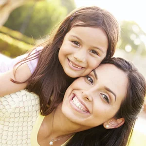 Happy mother and daughter, lice free thanks to our FDA approved and non-toxic lice removal treatment in Columbus, OH